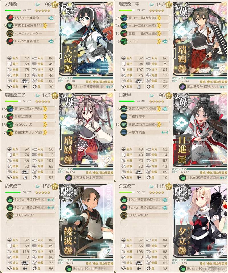装空1軽空1軽巡1駆逐2水母1