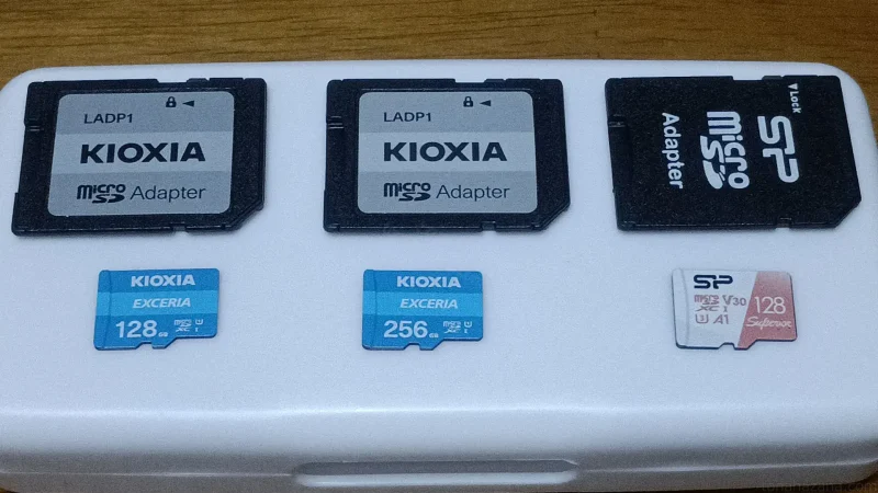 KIOXIA EXCERIA microsdカードの128gbと256gbと比較用のシリコンパワーのmicrosdカード