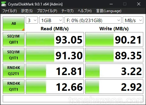 キオクシア EXCERIA 256GBのベンチマーク結果